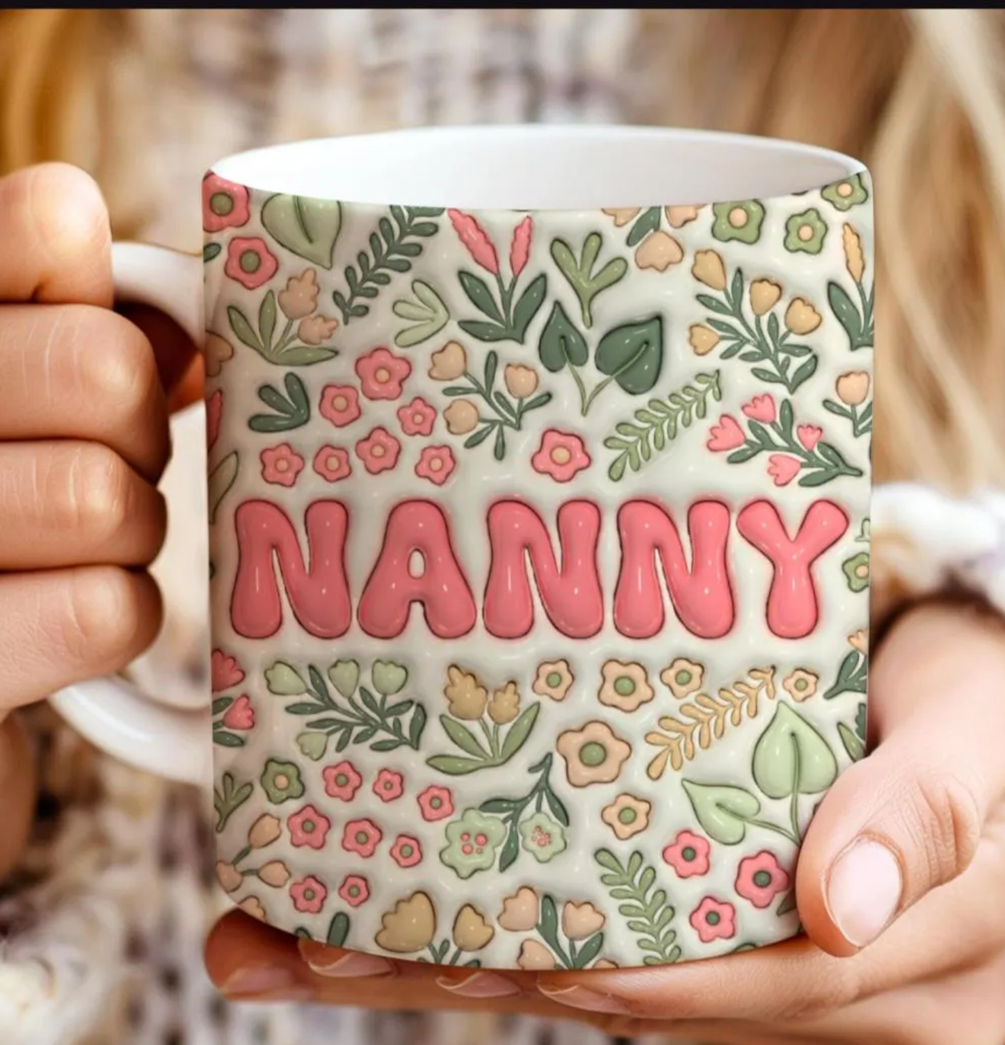Floral “Nanny” Ceramic Coffee Mug – Cute Gift for Nanny | Tea & Coffee Cup
